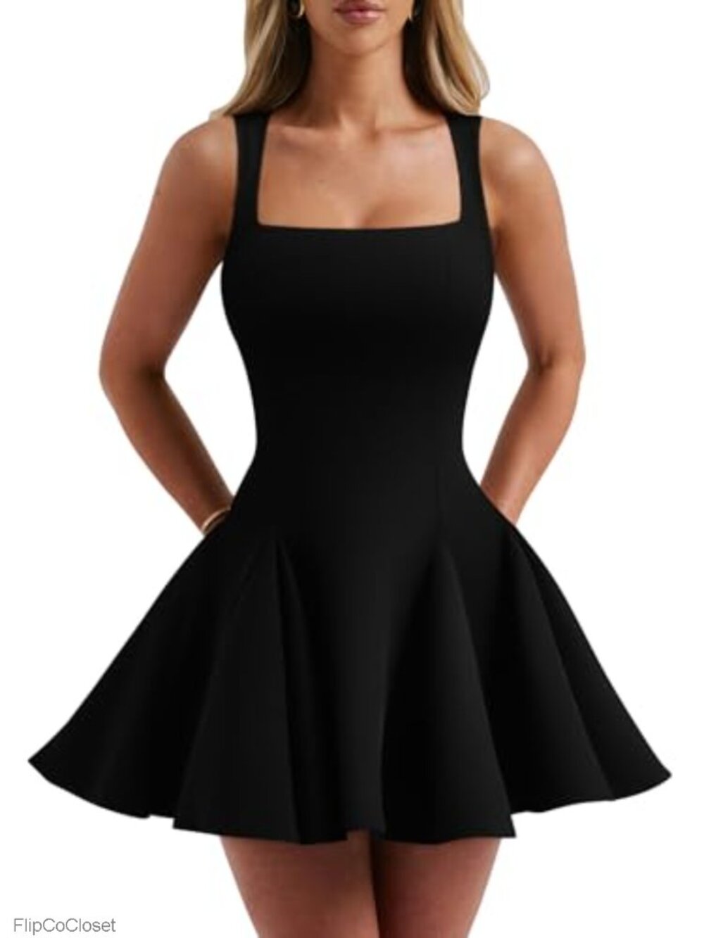 Square Neck Mini Dress Sleeveless A-Line Club Party Summer